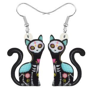 KITTY CAT Earrings Lo Muerto Acrylic Dangle